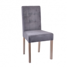 Καρέκλα τραπεζαρίας Τ12 Apple Γκρι ύφασμα 10 Grey Oak πόδια 