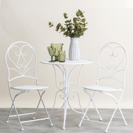 Σετ μεταλλικό τραπέζι κήπου με 2 καρέκλες Λευκό BYRON