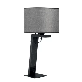 Επιτραπέζια λάμπα φωτιστικό ξύλο/αμπαζούρ γκρι Ε27