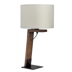 Επιτραπέζια λάμπα φωτιστικό ξύλο/αμπαζούρ μπεζ Ε27