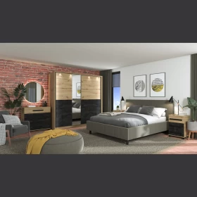 ΚΡΕΒΑΤΙ BAZEL ΓΚΡΙ ΥΦΑΣΜΑ ΜΕ ΓΚΡΙ ΠΟΔΙΑ 193*214*110 (160*200)