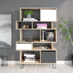ΒΙΒΛΙΟΘΗΚΗ-ΡΑΦΙΕΡΑ Enola GREY OAK-BLACK 85*35*150