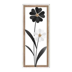ΔΙΑΚΟΣΜΗΤΙΚΟ ΤΟΙΧΟΥ Fylliana Flower ΜΕΤΑΛΛΟ-ΞΥΛΟ ΜΑΥΡΟ-ΛΕΥΚΟ 30.5x3x71.10εκ