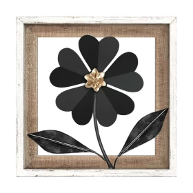 ΔΙΑΚΟΣΜΗΤΙΚΟ ΤΟΙΧΟΥ Fylliana Flower ΜΕΤΑΛΛΟ-ΞΥΛΟ ΜΑΥΡΟ-ΛΕΥΚΟ 30.5x3x30.5εκ