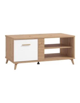 ΤΡΑΠΕΖΑΚΙ ΣΑΛΟΝΙΟΥ BRETAGNA ARTISAN OAK-ΛΕΥΚΟ HIGH GLOSS FOIL 120x60x53,5εκ