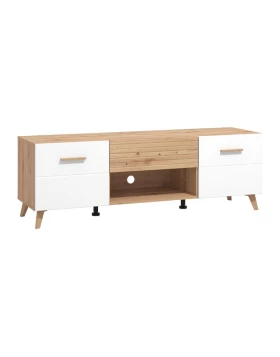 ΕΠΙΠΛΟ TV BRETAGNA 150 ARTISAN OAK-ΛΕΥΚΟ HIGH GLOSS FOIL 147x40x48εκ