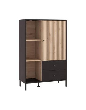 ΒΙΤΡΙΝΑ CORREZE 2K2F POP ΜΑΥΡΟ OAK-ARTISAN OAK 87x40x131εκ