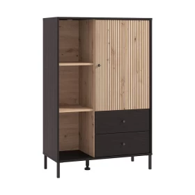 ΒΙΤΡΙΝΑ CORREZE 2K2F POP ΜΑΥΡΟ OAK-ARTISAN OAK 87x40x131εκ