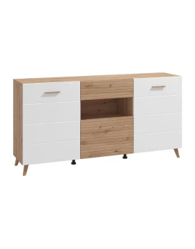 ΚΟΜΟΤΑ ΜΠΟΥΦΕΣ BRETAGNA 3K1F ARTISAN OAK-ΛΕΥΚΟ HIGH GLOSS FOIL 173x41,5x87,5εκ