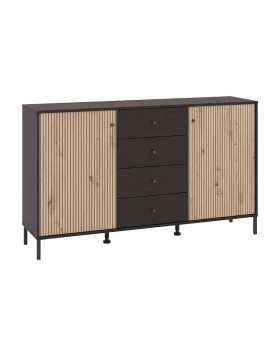 ΚΟΜΟΤΑ-ΜΠΟΥΦΕΣ CORREZE 3K4F ΜΑΥΡΟ OAK-ARTISAN OAK 157x40x93εκ