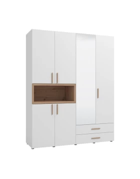 ΝΤΟΥΛΑΠΑ DONALD 4K2F1O h227 ΛΕΥΚΟ/ARTISAN OAK ΧΡΩΜΑ 179x57x227εκ
