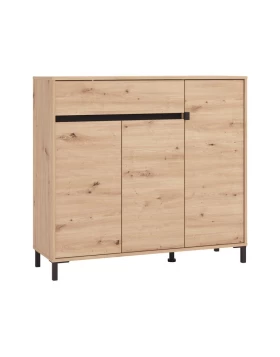 ΠΑΠΟΥΤΣΟΘΗΚΗ FLANNAN 3K1F3V ARTISAN OAK/ΜΑΥΡΟ MATT ΧΡΩΜΑ 120x40x110εκ