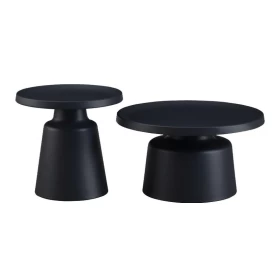 ΣΕΤ 2 ΤΡΑΠΕΖΑΚΙΑ ΣΑΛΟΝΙΟΥ Fylliana FL830 ΜΑΥΡΟ ΧΡΩΜΑ 50x47εκ & 70x39εκ