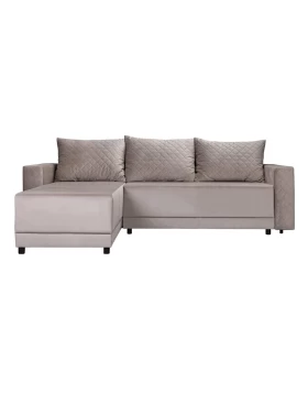 ΓΩΝΙΑΚΟΣ ΚΑΝΑΠΕΣ ΚΡΕΒΑΤΙ Lotos ΚΑΦΕ ΧΡΩΜΑ 237x168x80εκ