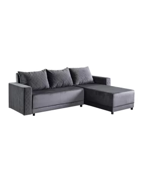 ΓΩΝΙΑΚΟΣ ΚΑΝΑΠΕΣ ΚΡΕΒΑΤΙ Lotos ΓΚΡΙ ΧΡΩΜΑ 237x168x80εκ