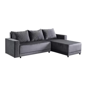 ΓΩΝΙΑΚΟΣ ΚΑΝΑΠΕΣ ΚΡΕΒΑΤΙ Lotos ΓΚΡΙ ΧΡΩΜΑ 237x168x80εκ