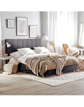 ΚΡΕΒΑΤΙ Elina ΓΚΡΙ ΜΕ ΑΠΟΘHKEYTIKO ΧΩΡΟ 208x142x130εκ ΓΙΑ ΣΤΡΩΜΑ 140x200εκ