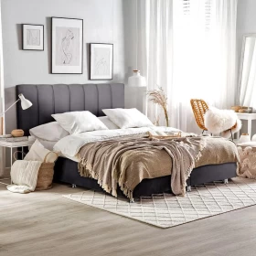 ΚΡΕΒΑΤΙ Elina ΓΚΡΙ ΜΕ ΑΠΟΘHKEYTIKO ΧΩΡΟ 208x142x130εκ ΓΙΑ ΣΤΡΩΜΑ 140x200εκ