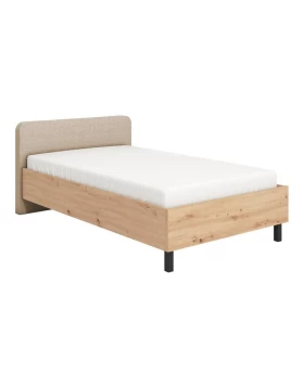ΚΡΕΒΑΤΙ BARLETTA 120 ARTISAN OAK ΜΕ ΜΠΕΖ ΥΦΑΣΜΑ 131x213,5x85,5εκ (120x200)