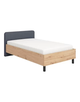 ΚΡΕΒΑΤΙ BARLETTA 120 ARTISAN OAK ΜΕ ΓΚΡΙ ΥΦΑΣΜΑ 131x213,5x85,5εκ (120x200)