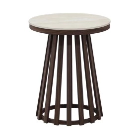 ΣΤΡΟΓΓΥΛΟ ΤΡΑΠΕΖΑΚΙ ΓΩΝΙΑΣ Fylliana FL032 ΜΕ ΜΠΕΖ ΚΕΡΑΜΙΚΗ ΕΠΙΦΑΝΕΙΑ ΚΑΙ ΜΕΤΑΛΛΙΚΗ ΒΑΣΗ ΣΕ ΚΑΦΕ ΧΡΩΜΑ 45x50εκ