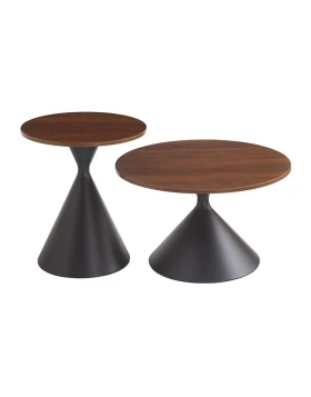 ΣΕΤ 2 ΒΟΗΘΗΤΙΚΑ ΤΡΑΠΕΖΑΚΙΑ Fylliana FL8301 ΣΚΟΥΡΟ ΚΑΦΕ 50x50x55εκ & 70x70x40εκ