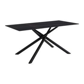 ΤΡΑΠΕΖΙ ΤΡΑΠΕΖΑΡΙΑΣ Fylliana FL1603 ΚΕΡΑΜΙΚΗ ΕΠΙΦΑΝΕΙΑ ΜΕ ΜΕΤΑΛΛΙΚΑ ΠΟΔΙΑ ΜΑΥΡΟ ΧΡΩΜΑ 180x90x76εκ