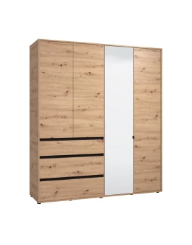 ΝΤΟΥΛΑΠΑ CORBETT 4K3F1O h211 ARTISAN OAK/ΜΑΥΡΟ ΜΑΤ ΧΡΩΜΑ 183x55x211εκ