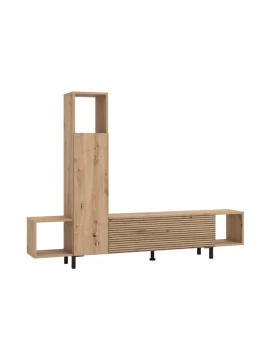 ΚΕΝΤΡΟ ΨΥΧΑΓΩΓΙΑΣ-ΣΥΝΘΕΣΗ ANDROS ARTISAN OAK-ARTISAN OAK ΜΕ ΜΑΥΡΕΣ ΓΡΑΜΜΕΣ 184x30x138εκ