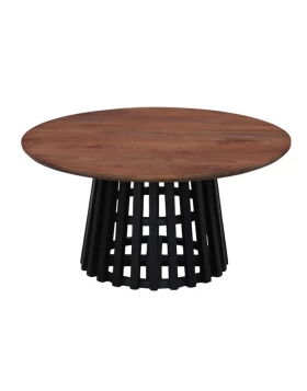 ΣΤΡΟΓΓΥΛΟ ΤΡΑΠΕΖΙ ΣΑΛΟΝΙΟΥ Fylliana Mekong ΚΑΦΕ-ΜΑΥΡΟ ΧΡΩΜΑ 90x45εκ