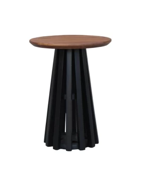 ΣΤΡΟΓΓΥΛΟ ΤΡΑΠΕΖΙ ΣΑΛΟΝΙΟΥ Fylliana Mekong ΚΑΦΕ-ΜΑΥΡΟ ΧΡΩΜΑ 38x50εκ