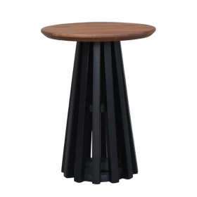 ΣΤΡΟΓΓΥΛΟ ΤΡΑΠΕΖΙ ΣΑΛΟΝΙΟΥ Fylliana Mekong ΚΑΦΕ-ΜΑΥΡΟ ΧΡΩΜΑ 38x50εκ