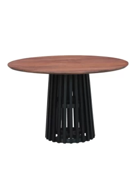 ΣΤΡΟΓΓΥΛΟ ΤΡΑΠΕΖΙ ΤΡΑΠΕΖΑΡΙΑΣ Fylliana Mekong ΚΑΦΕ-ΜΑΥΡΟ ΧΡΩΜΑ 120x76εκ