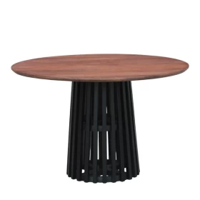 ΣΤΡΟΓΓΥΛΟ ΤΡΑΠΕΖΙ ΤΡΑΠΕΖΑΡΙΑΣ Fylliana Mekong ΚΑΦΕ-ΜΑΥΡΟ ΧΡΩΜΑ 120x76εκ