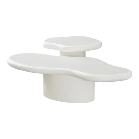 ΣΕΤ 2 ΤΡΑΠΕΖΙΑ ΣΑΛΟΝΙΟΥ Fylliana Concretto ΛΕΥΚΟ ΜΕ ΥΦΗ ΤΣΙΜΕΝΤΟΥ ΧΡΩΜΑ 121x52x32εκ & 58x44x41εκ