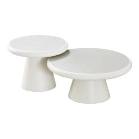 ΣΕΤ 2 ΤΡΑΠΕΖΙΑ ΣΑΛΟΝΙΟΥ Fylliana Concretto ΛΕΥΚΟ ΜΕ ΥΦΗ ΤΣΙΜΕΝΤΟΥ ΧΡΩΜΑ 80x36εκ & 60x44εκ