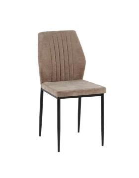 ΚΑΡΕΚΛΑ ΤΡΑΠΕΖΑΡΙΑΣ Fylliana FL25410 TAUPE ΧΡΩΜΑ ΥΦΑΣΜΑ ΜΕ ΜΑΥΡΑ ΜΕΤΑΛΛΙΚΑ ΠΟΔΙΑ 42x58x87εκ