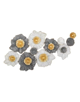 ΜΕΤΑΛΛΙΚΟ ΔΙΑΚΟΣΜΗΤΙΚΟ ΤΟΙΧΟΥ Fylliana FL0385 ΓΚΡΙ-ΛΕΥΚΟ-ΧΡΥΣΟ ΧΡΩΜΑ 118x7x58εκ