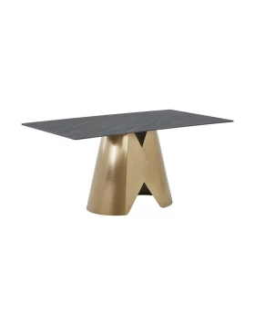 ΤΡΑΠΕΖΙ ΤΡΑΠΕΖΑΡΙΑΣ Fylliana FL0053 ΜΕ ΓΚΡΙ ΚΕΡΑΜΙΚΗ ΕΠΙΦΑΝΕΙΑ ΜΕ ΜΕΤΑΛΛΙΚΑ ΠΟΔΙΑ ΧΡΥΣΟ ΧΡΩΜΑ 160x90x75εκ