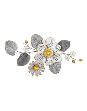 ΜΕΤΑΛΛΙΚΟ ΔΙΑΚΟΣΜΗΤΙΚΟ ΤΟΙΧΟΥ Fylliana FL0399 ΓΚΡΙ-ΛΕΥΚΟ-ΧΡΥΣΟ ΧΡΩΜΑ 90x7x48εκ