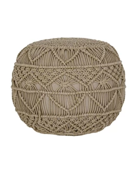 ΔΙΑΚΟΣΜΗΤΙΚΟ ΠΟΥΦ ΜΑΚΡΑΜΕ Fylliana ΜΠΕΖ ΧΡΩΜΑ 45x45x40εκ