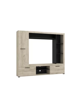 ΚΕΝΤΡΟ ΨΥΧΑΓΩΓΙΑΣ-ΣΥΝΘΕΣΗ LORCA GREY OAK / ΜΑΥΡΟ 195x35x171εκ