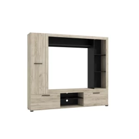 ΚΕΝΤΡΟ ΨΥΧΑΓΩΓΙΑΣ-ΣΥΝΘΕΣΗ LORCA GREY OAK / ΜΑΥΡΟ 195x35x171εκ