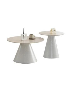 ΣΕΤ 2 ΤΡΑΠΕΖΑΚΙΑ ΣΑΛΟΝΙΟΥ Fylliana FL848 ME ΜΠΕΖ ΚΕΡΑΜΙΚΗ ΕΠΙΦΑΝΕΙΑ 70x42εκ & 50x50εκ