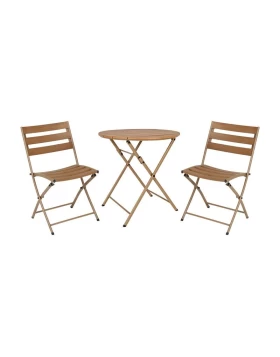 ΣΕΤ BALCONY 3TEM ΣΤΡΟΓΓΥΛΟ Fylliana POLYWOOD & ΑΤΣΑΛΙ ΦΥΣΙΚΟ-ΚΑΦΕ ΧΡΩΜΑ