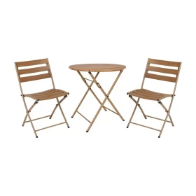 ΣΕΤ BALCONY 3TEM ΣΤΡΟΓΓΥΛΟ Fylliana POLYWOOD & ΑΤΣΑΛΙ ΦΥΣΙΚΟ-ΚΑΦΕ ΧΡΩΜΑ