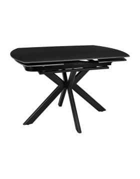 ΤΡΑΠΕΖΙ ΤΡΑΠΕΖΑΡΙΑΣ ΕΠΕΚΤΕΙΝΟΜΕΝΟ Fylliana Armonia ΜΕ ΜΑΥΡΗ ΚΕΡΑΜΙΚΗ ΕΠΙΦΑΝΕΙΑ ΚΑΙ ΜΕΤΑΛΛΙΚΑ ΠΟΔΙΑ 120-180x90x75εκ