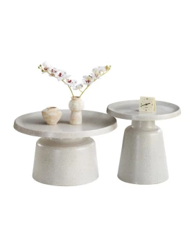 ΣΕΤ 2 ΤΡΑΠΕΖΑΚΙΑ ΣΑΛΟΝΙΟΥ Fylliana FL830 ΜΠΕΖ ΧΡΩΜΑ 50x47εκ & 70x39εκ