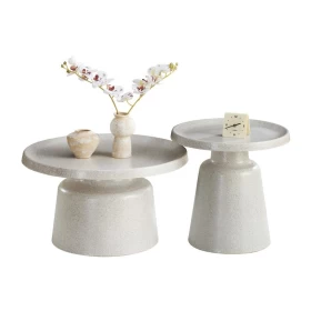 ΣΕΤ 2 ΤΡΑΠΕΖΑΚΙΑ ΣΑΛΟΝΙΟΥ Fylliana FL830 ΜΠΕΖ ΧΡΩΜΑ 50x47εκ & 70x39εκ