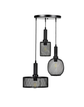 ΤΡΙΦΩΤΟ ΜΕΤΑΛΛΙΚΟ ΦΩΤΙΣΤΙΚΟ ΟΡΟΦΗΣ Fylliana ΜΕ ΚΑΠΕΛΟ ΠΛΕΓΜΑ ΜΑΥΡΟ ΧΡΩΜΑ Ε27